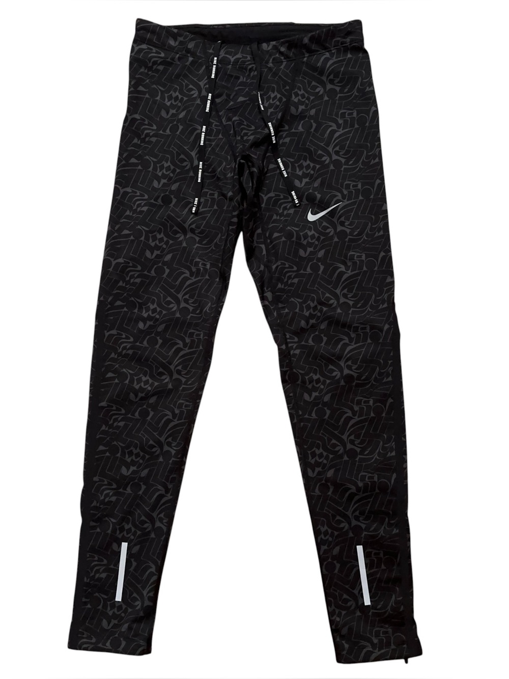 Nike Power Tech Rostar Running Tights Pants Mens Size M Drawstring AOP Black